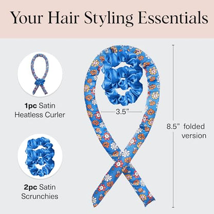 BT21 x Kitsch Satin Heatless Hair Curler Set - Heatless Curls Overnight, Hair Rollers for Soft Curls & Frizz-Free Styling, No Heat Curlers To Sleep in, Curling Rod Headband for Overnight Curl - BT21