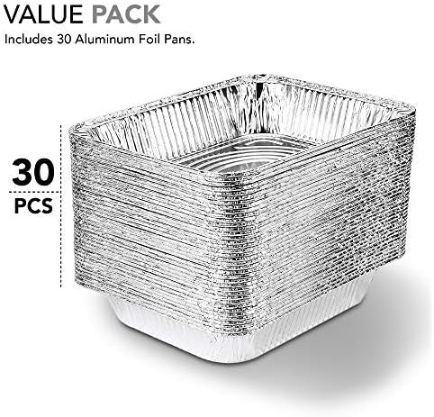 Aluminum 9x13 Disposable Foil (30 Pack) – Half Size Deep Steam Table for Cooking, Heating, Storing, Prepping Food