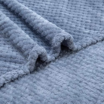 Fuzzy Throw Blanket, Plush Fleece Blankets for Adults, Toddler, Boys and Girls, Warm Soft Blankets and Throws for Bed, Couch, Sofa, Travel and Outdoor, Camping (Throw(50"x70"), L-Smoked Blue)