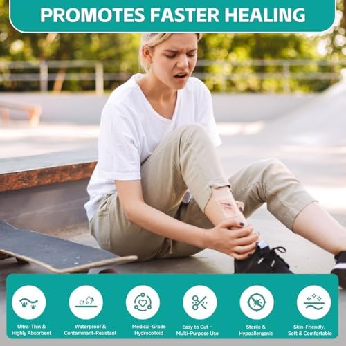 Upadated Hydrocolloid Bandages,2in*5ft Hydrocolloid Roll for Wound Care,Medical-Grade Hydrocolloid Patch Bandages with Self-Adhesive, Flexible & Waterproof DIY Size & Shape (2in*16ft)