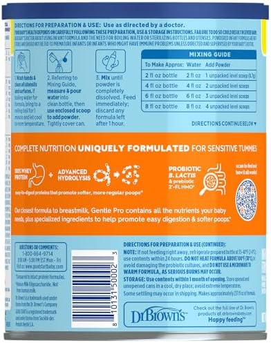 Good Start | Dr. Brown’s Gentle Pro, Baby Formula Powder, For Sensitive Tummies, Easy Digestion and Softer Poops, Infant Formula with Probiotics, DHA, Non-GMO, 32 OZ