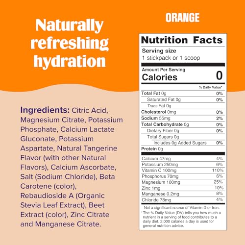 Ultima Replenisher Daily Electrolyte Powder Drink Mix – Sugar Free – Orange, 90 Servings – Hydration Powder with 6 Key Electrolytes and Trace Minerals – Keto Friendly, Vegan, Non-GMO