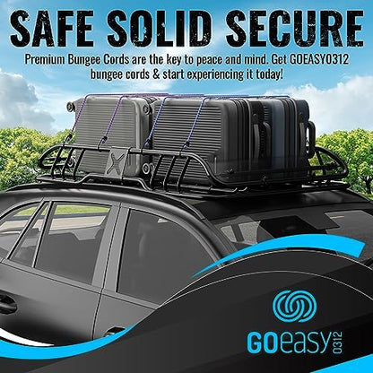 GOEASY0312 Premium Bungee Cords Heavy Duty - 20 pcs Bungee Cords with Hooks in A Storage Jar Includes 10", 18", 24", 30", 36", 48" Bungie Cord Bundle