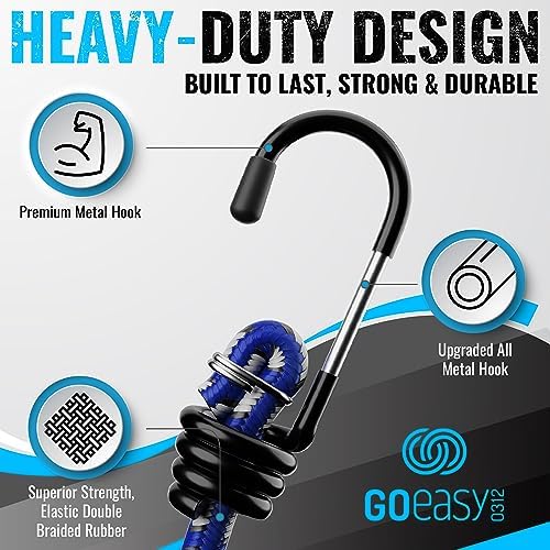 GOEASY0312 Premium Bungee Cords Heavy Duty - 20 pcs Bungee Cords with Hooks in A Storage Jar Includes 10", 18", 24", 30", 36", 48" Bungie Cord Bundle