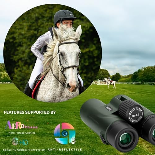 Hontry 8x42 Binoculars with IPX6 Waterproof Protection for Bird Watching, Hunting, Cruise Ship, Travel and Safari