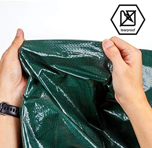 CARTMAN Finished Size 10x10 Feet Waterproof Green Tarp 8 Mil Thick, Multipurpose Protective Cover for Emergency Rain Shelter Camping Tarpaulin