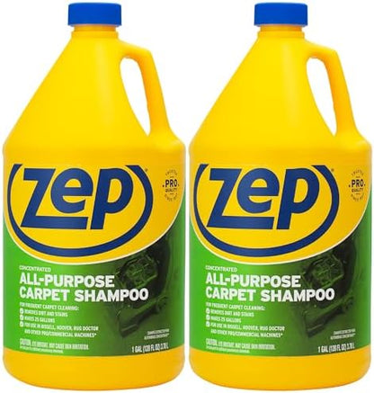 Zep All-Purpose Carpet Shampoo Concentrate Cleaner - 1 Gallon (Case of 2) ZUCEC128 - Professional Formula Removes Dirt and Stains