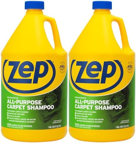 Zep All-Purpose Carpet Shampoo Concentrate Cleaner - 1 Gallon (Case of 2) ZUCEC128 - Professional Formula Removes Dirt and Stains