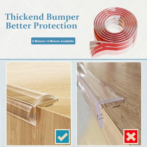 Edge Protector Baby Proofing Corner Protectors Silicone Desk Edge Cushion Child Safety Edge Covers Bumper for Table, Cabinets, Crib, 13ft x 1.2 Inch Edge Protector Strip with 4 Pack Corner Guards