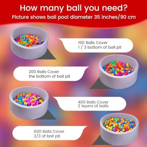 MoonxHome Ball Pit Balls for Toddlers, BPA Free Crush Proof Plastic Toy Balls for Ball Pit, Children's Pool Water Toys, Macaron Ocean Balls for Play Tent 2.15 Inch Pack of 100…