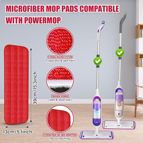 Spray Wet Mops for Hardwood Floor Cleaning: EXEGO Microfiber Dry Dust Spray Mop with 3 Washable Pads fit for Swiffer PowerMop - Wet Jet Mop Flat Floor Mops with Sprayer for Wood Laminate Ceramic Tiles