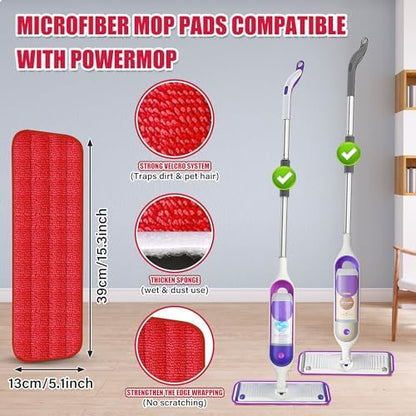 Spray Wet Mops for Hardwood Floor Cleaning: EXEGO Microfiber Dry Dust Spray Mop with 3 Washable Pads fit for Swiffer PowerMop - Wet Jet Mop Flat Floor Mops with Sprayer for Wood Laminate Ceramic Tiles