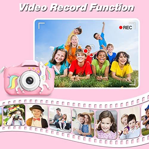Goopow Kids Camera Toys for 3-8 Year Old Girls Boys,Children Digital Video Camcorder Camera with Cartoon Soft Cover, Best Chritmas Birthday Festival Gift for Kids - 32G SD Card Included