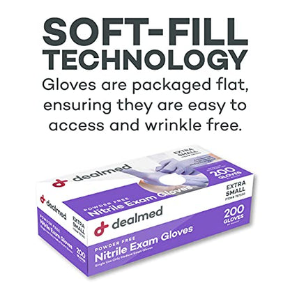 Dealmed Medical Exam Gloves – 200 Count XS Nitrile Gloves, Disposable Non-Irritating Latex Free, Multi-Purpose Use for a First Aid Kit and Medical Facilities