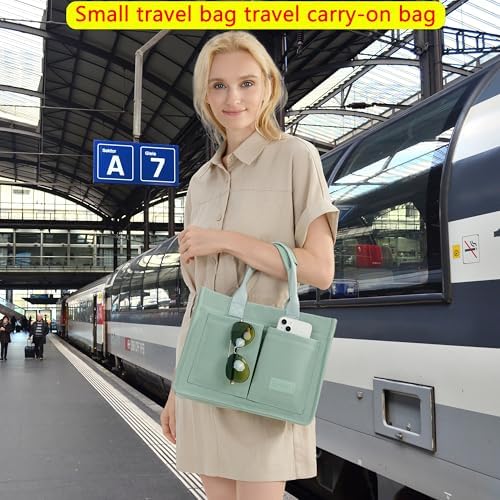 Tote Bag for Women With Compartments,Large Canvas Tote Women's Purse Crossbody Bags Work Laptop Book Bag Satchels Handbags
