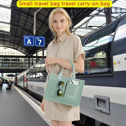 Tote Bag for Women With Compartments,Large Canvas Tote Women's Purse Crossbody Bags Work Laptop Book Bag Satchels Handbags