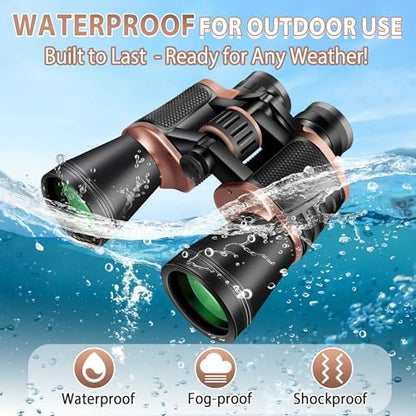 22x50 Binoculars for Adults High Powered, BAK-4 Prism HD FMC, Professional Waterproof Binoculars for Bird Watching, Hunting, Travel with Carrying Bag