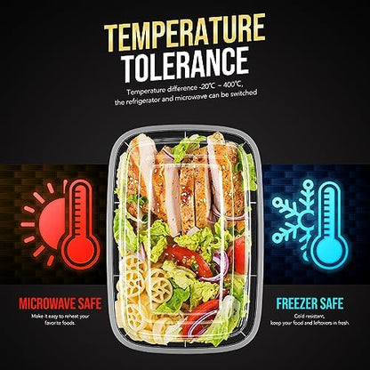 Glotoch Express Meal Prep Containers Reusable 34 OZ 20 PC Disposable Food Container with Lids Storage Plastic Togo Containers Take Away Lunch Container BPA Free, Freezer Safe, Microwave 1 Compartment