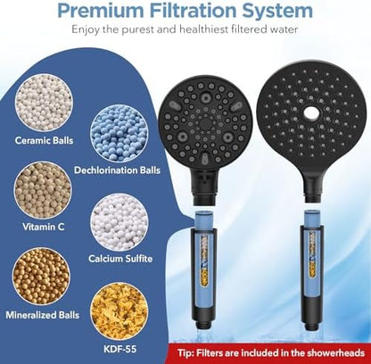 Dual Filtered Rain Shower Head Combo, High Pressure Handheld Shower Head with Adjustable Bar - Rainfall Shower Head And Showerhead with Filter for Hard Water - Removes Chlorine