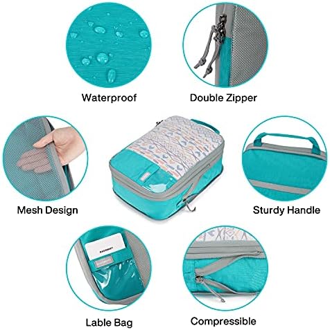 BAGSMART 6 Set Compression Packing Cubes - Lightweight Travel Essentials, Durable Luggage Organizer