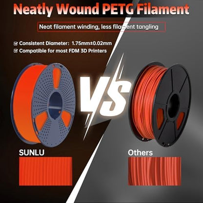 SUNLU PETG Glow in The Dark Filament, Luminous 3D Printer Filament 1.75mm, High Brightness and Long Time Glows PETG Filament, Dimensional Accuracy +/- 0.02mm, 1kg Spool. (Red, Glow Red)
