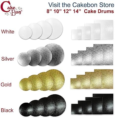 Cakebon Cake Boards - Sturdy 1/2 Thick Drums - 14 Inch Professional Smooth Straight Edges White 3-Pack
