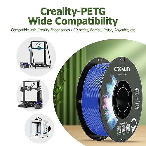 Official CREALITY PETG 3D Printer Filament 1.75mm 1KG (2.2lbs), High Precision Strong Toughness, Odorless Better Flow Moistureproof 3D Printing Ender Filament (Blue)