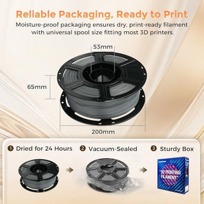 FLASHFORGE PLA Filament 1.75mm +/- 0.02mm, Matte Grey 3D Printer Filament 1kg (2.2lbs) Spool, Excellent Printing Performance, Easy to Use for Most FDM 3D Printers