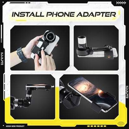 Telescope, 90mm Aperture 700mm - Vertisteel AZ Mounting Base, High Power Telescopes for Astronomy Enthusiasts, Adults & Kids, with Carrying Bag, Wireless Remote Control, Phone Adapter (Black)