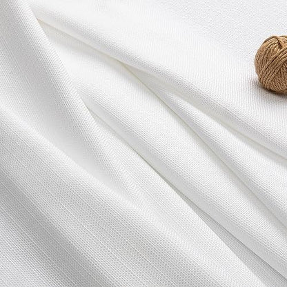 Chyhomenyc White Curtains 84 Inch Length 2 Panels Set, Faux Linen Textured Semi Light Filtering Soft Airy Farmhouse Curtain Drapes for Living Room Bedroom, Cortinas para Sala, 40Wx84L