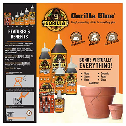 Gorilla Original Gorilla Glue, Brown, Waterproof Polyurethane Glue, 18 Ounce (Pack of 1) - Expands Into Materials, All Purpose