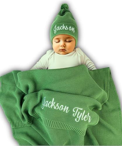 Personalized Baby Blanket, 100% Organic Certified Cotton, Customized Swaddle Blanket with Name, Receiving Blankets for Boys and Girls, Perfect Custom Gifts for Newborns, Kids and Baby Showers