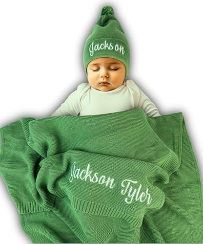 Personalized Baby Blanket, 100% Organic Certified Cotton, Customized Swaddle Blanket with Name, Receiving Blankets for Boys and Girls, Perfect Custom Gifts for Newborns, Kids and Baby Showers