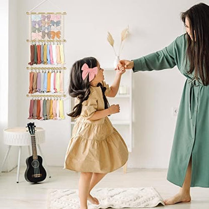 POVETIRE Headband Holder Hair Bows Organizer for Girls,Baby Headbands Hair Accessories Organizer Storage Headband Wall Hanging Decor for Nursery Toddler Girls Room