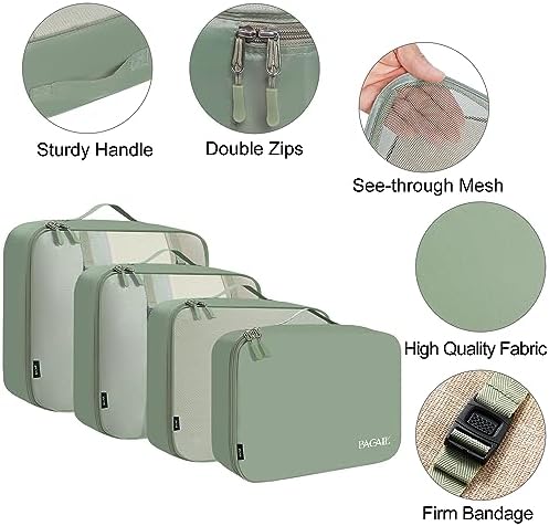 BAGAIL 8 Set Packing Cubes Luggage Packing Organizers for Travel Accessories-Matcha Green