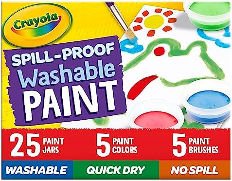 Crayola Spill Proof Paint Set (25ct), Washable Paint for Kids, Kids Craft Supplies, Holiday Gift for Toddlers & Kids, Nontoxic, 3+