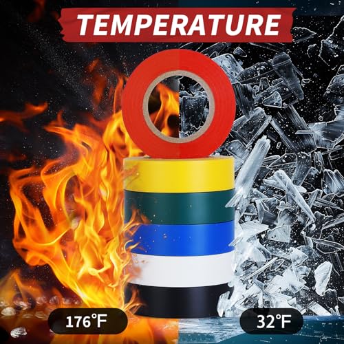 Electrical Tape, 72 Rolls General Use PVC Electric Tape, UL/CSA Listed 1/2 in x 20 ft Insulating Vinyl Tape for Electrical, Repairs, Automotive and Equipment, EE-100, Multi Colored