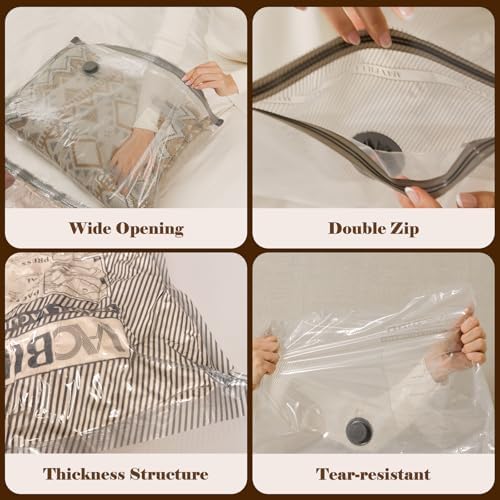 Vacuum Bags for Travel with Rechargeable air Pump, 15 Pack Carry-on Size Compression Packing Bags for Luggage and Suitcase, Space Saver for Clothes and Clothing Travel