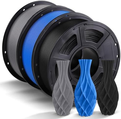ANYCUBIC PLA Filament 1.75mm Bundle 3KG, 3D Printing PLA Filament 1.75mm Dimensional Accuracy +/- 0.02mm, 1KG Spool (2.2 lbs), 3KG, Black+Gray+Blue