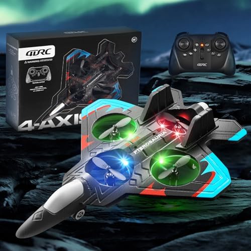 4DRC V32 Foam Remote Control Airplanes with 3 Batteries, RC Planes for Kids Adults 8-16, RC Airplane Fighter Jet with Light, 360° Flip Fighter Jet Toys, Stunt Roll, Airplane Toy Gifts for Kids Boys
