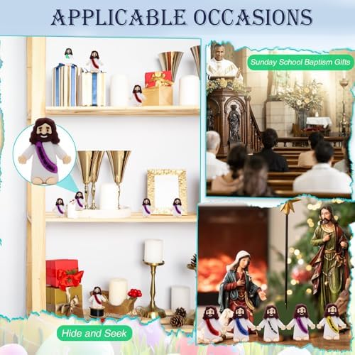 Little Jesus Figures, Mini Jesus Figurines in Bulk, Multicolor Tiny Jesus Figures, Miniature Figurines to Hide and Seek Religious Gifts for Easter Egg Stuffers (60)
