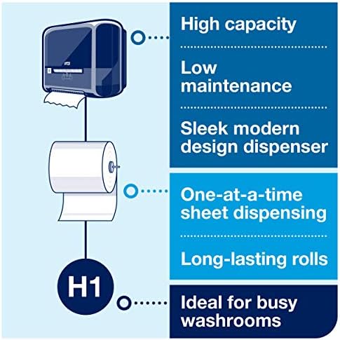 Tork Matic Soft Hand Towel Roll, White, Premium, H1, Quick-Absorbing, Long-Lasting, Thick 2-Ply, 6 Rolls x 575 ft, 290096