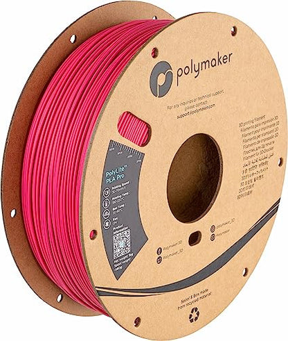 Polymaker PLA PRO Filament 1.75mm 1kg, Tough & High Rigidity Magenta 3D Printing Filament, PolyLite PLA PRO 3D Printer Filament 1.75mm, Print with Most 3D Printers