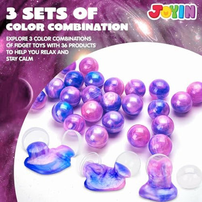 JOYIN Slime Party Favors, 24 Pack Galaxy Slime Ball - Stretchy, Non-Sticky, Mess-Free, Stress Relief, and Safe - Toys for Girls and Boys - Classroom Reward, Party Supplies