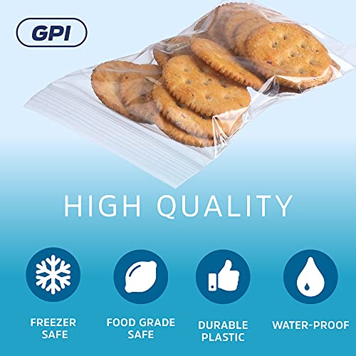 CLEAR PLASTIC RECLOSABLE ZIP BAGS - Bulk GPI Case Of 1000 4" x 6" 2 mil Thick Strong & Durable Poly Baggies With Resealable Zip Top Lock For Travel, Storage, Packaging & Shipping.