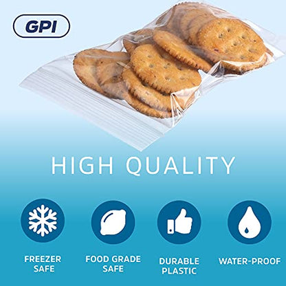 CLEAR PLASTIC RECLOSABLE ZIP BAGS - Bulk GPI Case Of 1000 4" x 6" 2 mil Thick Strong & Durable Poly Baggies With Resealable Zip Top Lock For Travel, Storage, Packaging & Shipping.