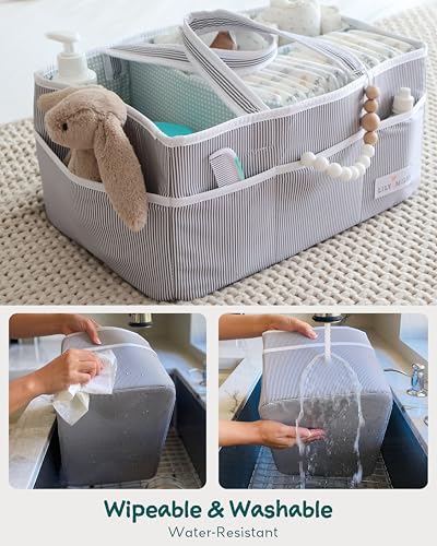Lily Miles Baby Diaper Caddy - Large Organizer Tote Bag for Newborn essentials Boy or Girl - Baby Shower Basket - Nursery Must Haves - Registry Favorites - Newborn Caddie Car Travel