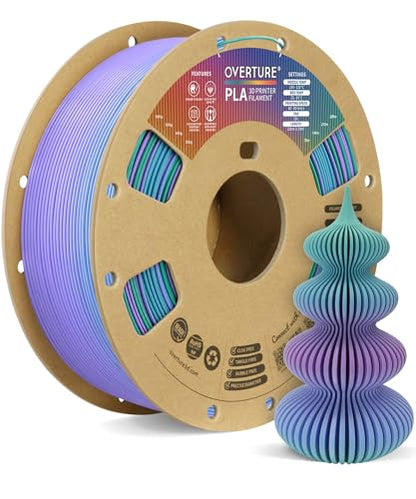 OVERTURE Rainbow PLA Filament 1.75mm, Neatly Wound 3D Printer Filament 1kg Spool (2.2lbs), Dimensional Accuracy +/- 0.02 mm, Fit Most FDM 3D Printers (Northern Lights)