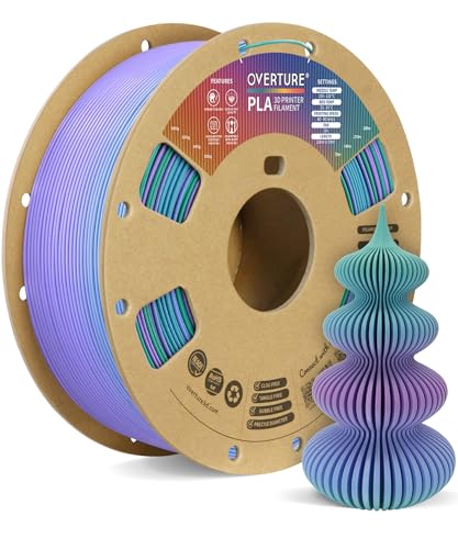 OVERTURE Rainbow PLA Filament 1.75mm, Neatly Wound 3D Printer Filament 1kg Spool (2.2lbs), Dimensional Accuracy +/- 0.02 mm, Fit Most FDM 3D Printers (Northern Lights)