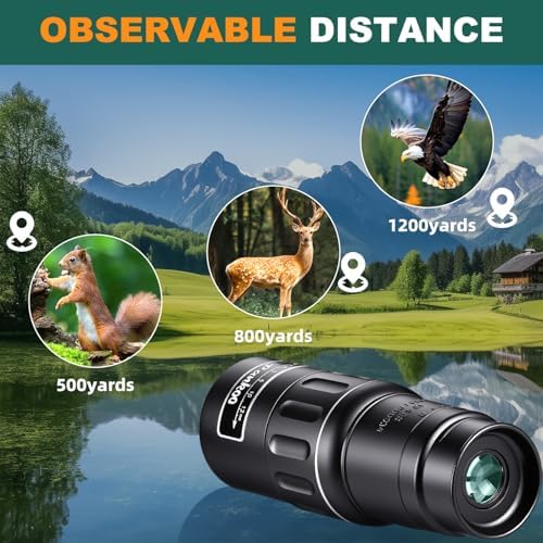 Pankoo 16X52 Monocular Telescope, 2025 High Power Prism Compact Monoculars for Adults Kids, HD Monocular Scope for Bird Watching Hiking Concert Travelling, D-Black